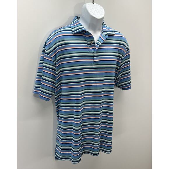Peter Millar Polo Shirt L Multi Striped Summer Comfort Golf Performance Preppy - Picture 2 of 6